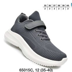 Buty Sportowe Rzepy dziecięce 1026-3103-F-65015-C (12par／35-40) ciemnoszary