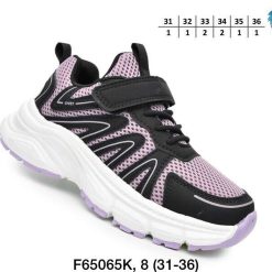 Buty Sportowe Rzepy dziecięce 1026-3131-F-65065-K (8par／31-36) czarno-różowy
