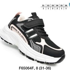 Buty Sportowe Rzepy dziecięce 1026-3135-F-65064-F (8par／31-36) czarno-biały