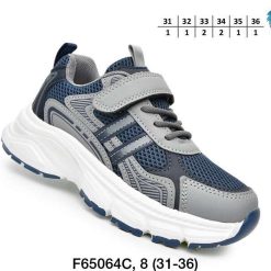 Buty Sportowe Rzepy dziecięce 1026-3136-F-65064-C (8par／31-36) granatowo-szary