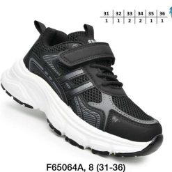 Buty Sportowe Rzepy dziecięce 1026-3137-F-65064-A (8par／31-36) czarno-szary