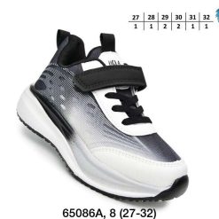 Buty Sportowe Rzepy dziecięce 1026-3143-F-65086-A (8par／27-32) czarno-biały