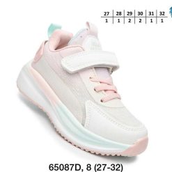 Buty Sportowe Rzepy dziecięce 1026-3144-F-65087-D (8par／27-32) biało-różowy