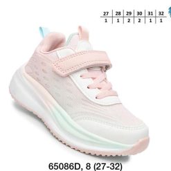 Buty Sportowe Rzepy dziecięce 1026-3146-F-65086-D (8par／27-32) biało-różowy