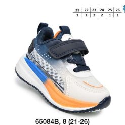 Buty Sportowe Rzepy dziecięce 1026-3151-F-65084-B (8par／21-26) biało-granatowy