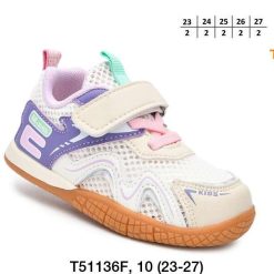Buty Sportowe Rzepy dziecięce 1026-3155-51136F (10par／23-27) biało-fioletowy