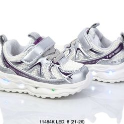 Buty Sportowe Rzepy dziecięce 1026-3266-11484K (8par／21-26) biało-srebrny