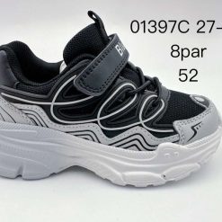 Buty Sportowe Rzepy dziecięce 1026-3287-01397C (8par／27-32) czarno-biały