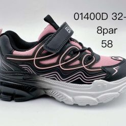 Buty Sportowe Rzepy dziecięce 1026-3289-01400D (8par／32-37) czarno-różowy