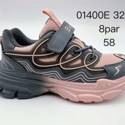 Buty Sportowe Rzepy dziecięce 1026-3290-01400E (8par／32-37) szaro-różowy