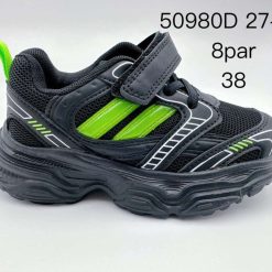 Buty Sportowe Rzepy dziecięce 1026-3309-50980D (8par／27-32) czarno-zielony