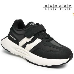 Buty Sportowe Rzepy dziecięce 1026-3323-11717A (8par／32-37) czarny