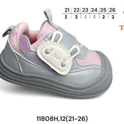 Buty Sportowe Rzepy dziecięce 1026-3340-T-11808-H (12par／21-26) szaro-różowy