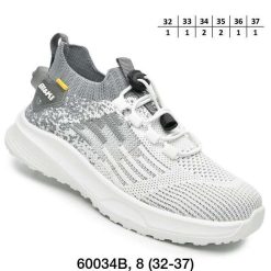 Buty Sportowe Wsuwane dziecięce 1026-3065-A-B60034-B (8par／32-37) szaro-biały