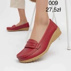 Mokasyny damskie 1026-1257-009 (12par 36-41) czerwony