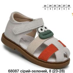 Sandały dziecięce 1026-2934-T-68087-D (8par／23-28) szaro-zielony