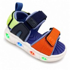 Sandały dziecięce 1026-2985-F-65040-B,LED (8par／21-26) granatowo-pomarańczowy