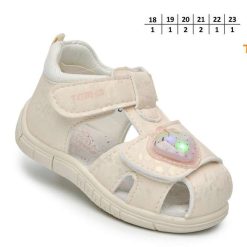 Sandały dziecięce 1026-2997-T-65095-D,LED (8par／18-23) kremowy