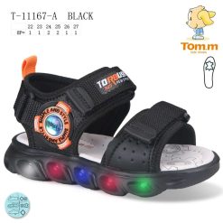 Sandały dziecięce 1026-3377-11167A,LED (8par／22-27) czarny