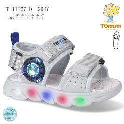 Sandały dziecięce 1026-3378-11167D,LED (8par／22-27) szary