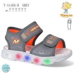Sandały dziecięce 1026-3403-11165D,LED (8par／22-27) szaro-pomarańczowy
