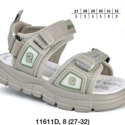 Sandały dziecięce 1026-3441-11611D (8par／27-32) szaro-zielony