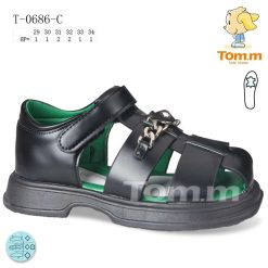 Sandały dziecięce 1026-3475-T-0686-C (8par／29-34) czarno-zielony