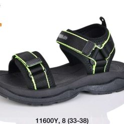 Sandały dziecięce 1026-3490-11600Y (8par／33-38) czarno-zielony