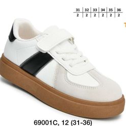 Trampki dziecięce 1026-3041-69001-C (12par／31-36) biało-szary