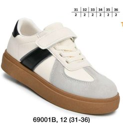 Trampki dziecięce 1026-3042-69001-B (12par／31-36) biało-czarny