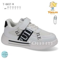 Trampki dziecięce 1026-3220-T-0657-W (8par／26-31) biało-czarny