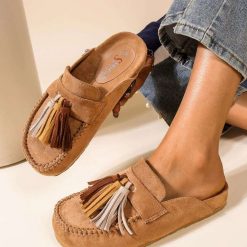 Klapki damskie 1026-4667-JH582 (12par∕36-41) kamelowy