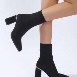 Botki na Obcasie damskie 1026-5131-NS566 (12par∕36-41) czarny