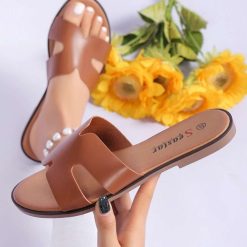 Klapki damskie 1026-5197-PS01 (12par∕36-41) kamelowy