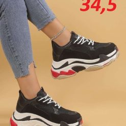 Buty Sportowe damskie 1026-5256-BL608 (12par∕36-41) czarny-biały