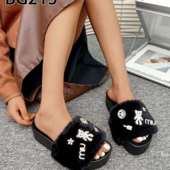 Kapcie damskie 1026-5270-BG213 (12par∕36-41) czarny