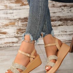 Sandały na Koturnie damskie 1026-5297-AI37 (12par∕36-41) khaki