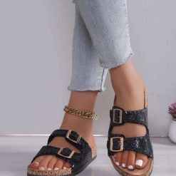 Klapki na Koturnie damskie 1026-5360-CK318 (12par∕36-41) czarny