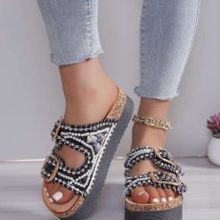 Klapki na Koturnie damskie 1026-5363-CK313 (12par∕36-41) czarny