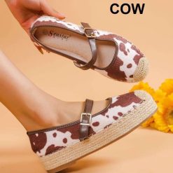 Espadryle damskie 1026-5418-JH396 (12par∕36-41) wzór krowi