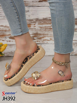 Klapki na Koturnie damskie 1026-5454-JH392 (12par∕36-41) panterka