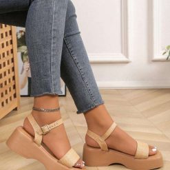 Sandały Na Słupku damskie 1026-5522-PS51 (12par∕36-41) khaki