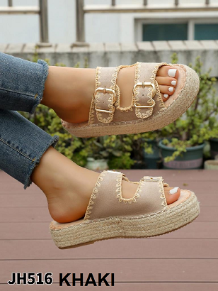 Klapki na Koturnie damskie 1026-5571-JH516 (12par∕36-41) khaki