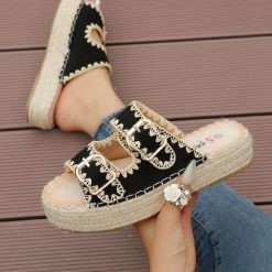 Klapki na Koturnie damskie 1026-5573-JH516 (12par∕36-41) czarny
