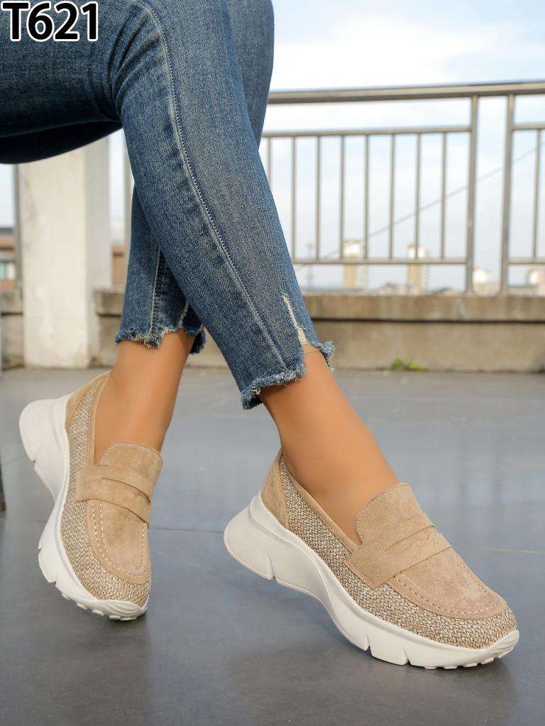 Buty Sportowe Wsuwane damskie 1026-5799-T621 (12par∕36-41) khaki