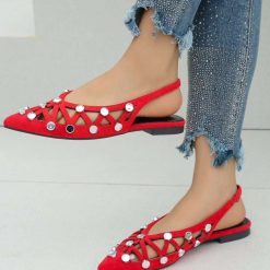 Baleriny damskie 1026-5831-JH386 (12par∕36-41) czerwony