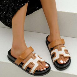 Klapki damskie 1026-5851-CK322 (12par∕36-41) kamelowy