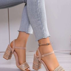 Sandały Na Słupku damskie 1026-5941-TU283 (12par∕36-41) khaki
