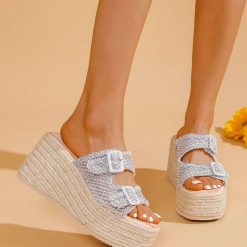 Klapki na Koturnie damskie 1026-6032-TS169 (12par∕36-41) srebrny