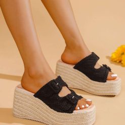 Klapki na Koturnie damskie 1026-6034-TS169 (12par∕36-41) czarny